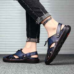 Mostelo  Men'S Sandals Outdoor Leather Closed Toe Beach Shoes