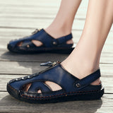 Mostelo  Men'S Sandals Outdoor Leather Closed Toe Beach Shoes