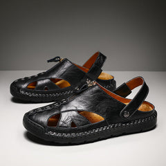 Mostelo  Men'S Sandals Outdoor Leather Closed Toe Beach Shoes