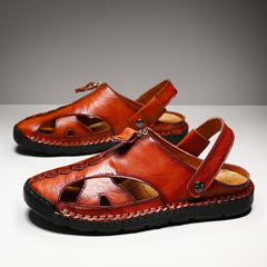 Mostelo  Men'S Sandals Outdoor Leather Closed Toe Beach Shoes