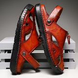 Mostelo  Men'S Sandals Outdoor Leather Closed Toe Beach Shoes