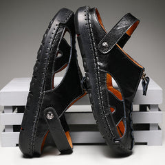 Mostelo  Men'S Sandals Outdoor Leather Closed Toe Beach Shoes