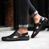 Mostelo™—Men Hand Stitching Soft Outdoor Closed Toe Leather Casual Sandals