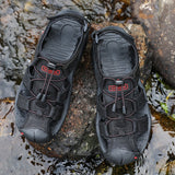 Sports Outdoor Sandals Summer Men's Beach Shoes Closed-Toe Shoes Leather Casual Trekking Walking Hiking Touch Close Strap Sandals for Men