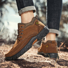 Mostelo® - Men's Leather Boots Leather Casual Men's Shoes Short Boots Outdoor Work Boots Suede Snow Boots