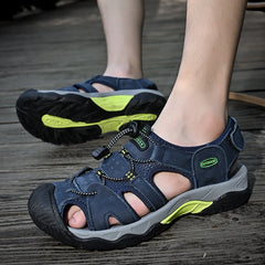Mostelo  Men's Sandals Arch Support Casual Genuine Leather Summer Outdoor Beach Fisherman Sandals for Men