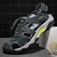 Mostelo  Men's Sandals Arch Support Casual Genuine Leather Summer Outdoor Beach Fisherman Sandals for Men