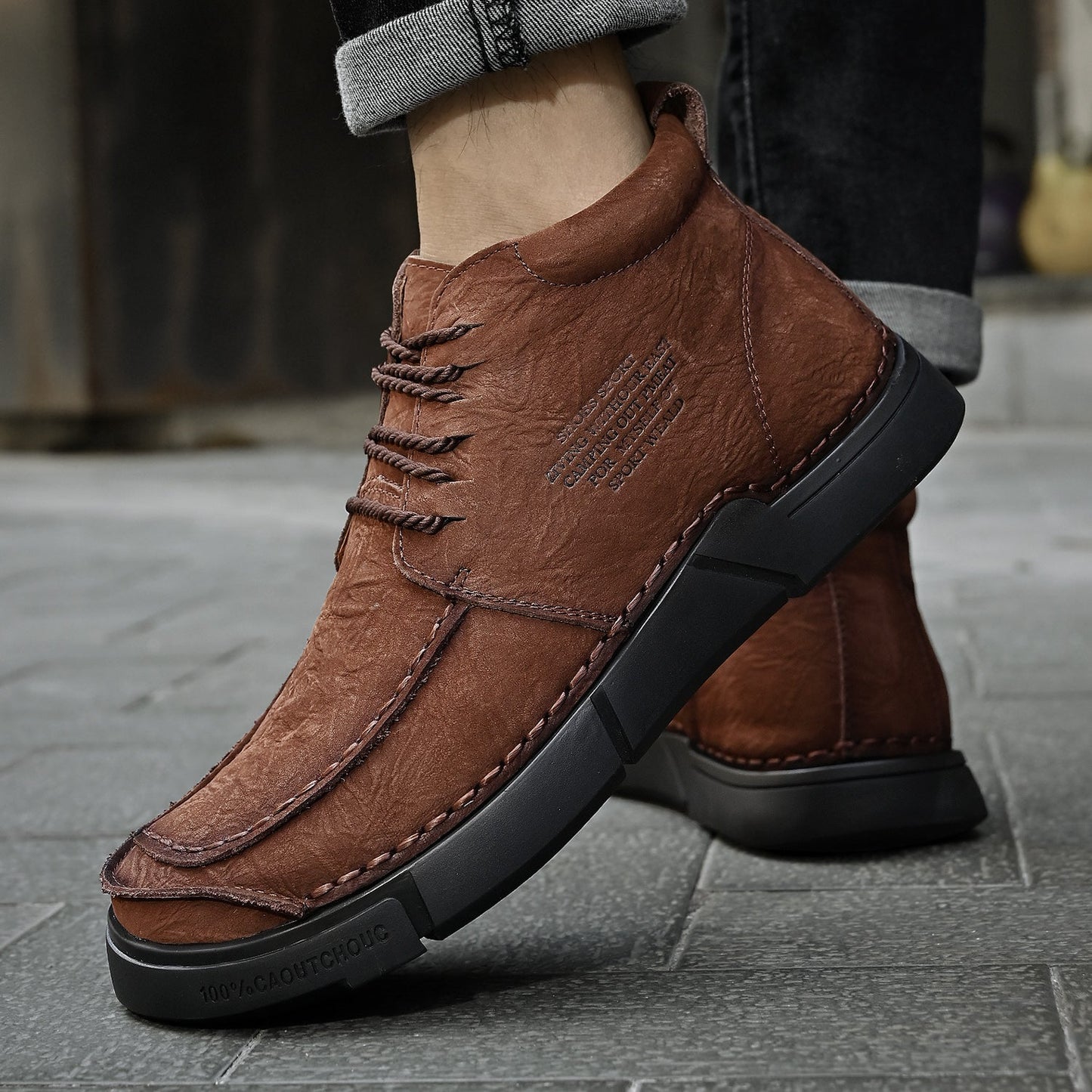 Mostelo® -Winter men's casual leather shoes with leather soft soles and high top leather shoes