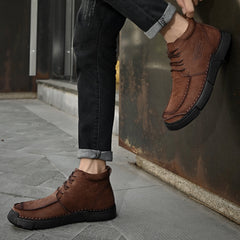Mostelo® -Winter men's casual leather shoes with leather soft soles and high top leather shoes