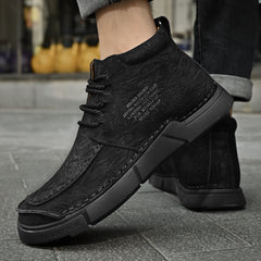 Mostelo® -Winter men's casual leather shoes with leather soft soles and high top leather shoes