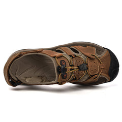 Mostelo  Men's Sandals Arch Support Casual Genuine Leather Summer Outdoor Beach Fisherman Sandals for Men