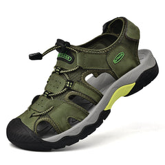 Mostelo  Men's Sandals Arch Support Casual Genuine Leather Summer Outdoor Beach Fisherman Sandals for Men