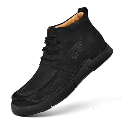 Mostelo® -Winter men's casual leather shoes with leather soft soles and high top leather shoes