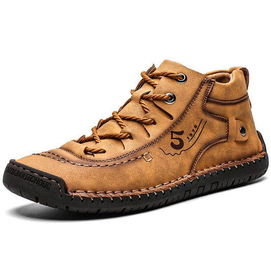 Mens Hand Stitching Fashion High-top Leather Boots